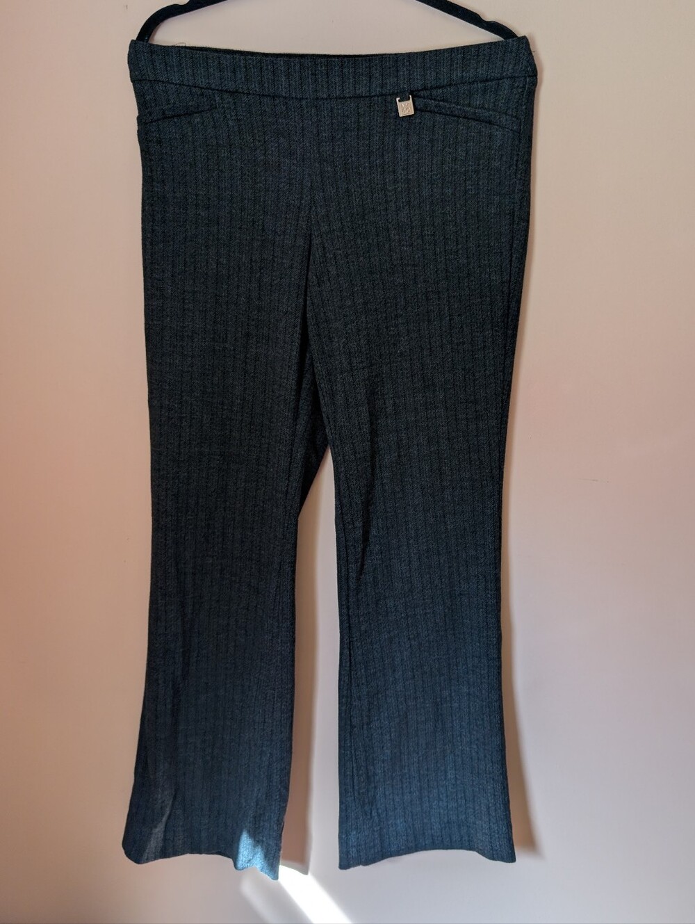 Charcoal Ribbed Boot-Cut Pants